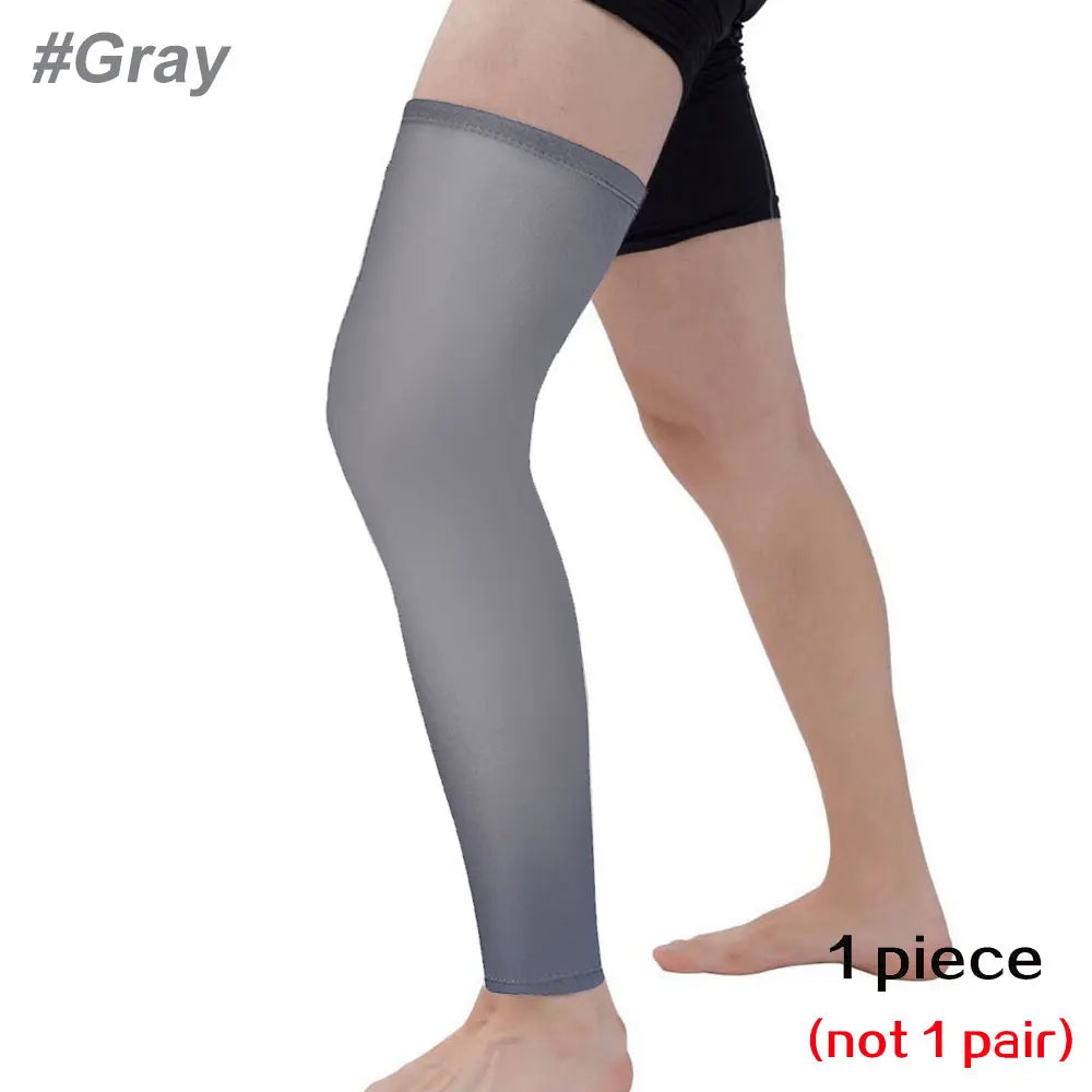 Full Leg Compression Sleeve Sport Knee Sleeve with Anti-Slip Silicone Strips for Running, Basketball & Football Support Gear