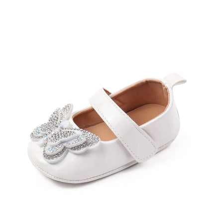 Baby Girls First Walking Shoes - Crystal Butterfly Princess Shoes for 0–18M Toddlers