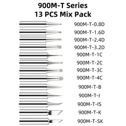 13PCS 900M-T Soldering Iron Tips Set - Lead-Free Welding Heads & Repair Accessories