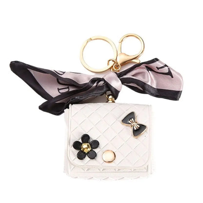 25cm Leather Earphone Storage Bag - Mini Keychain Pendant Bluetooth Headset Case Cover