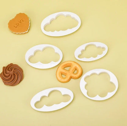 5PCS Cloud Fondant & Cookie Cutter Set – Plastic Cake Decorating Tools for Baking, Sugar Craft & Biscuit Molds