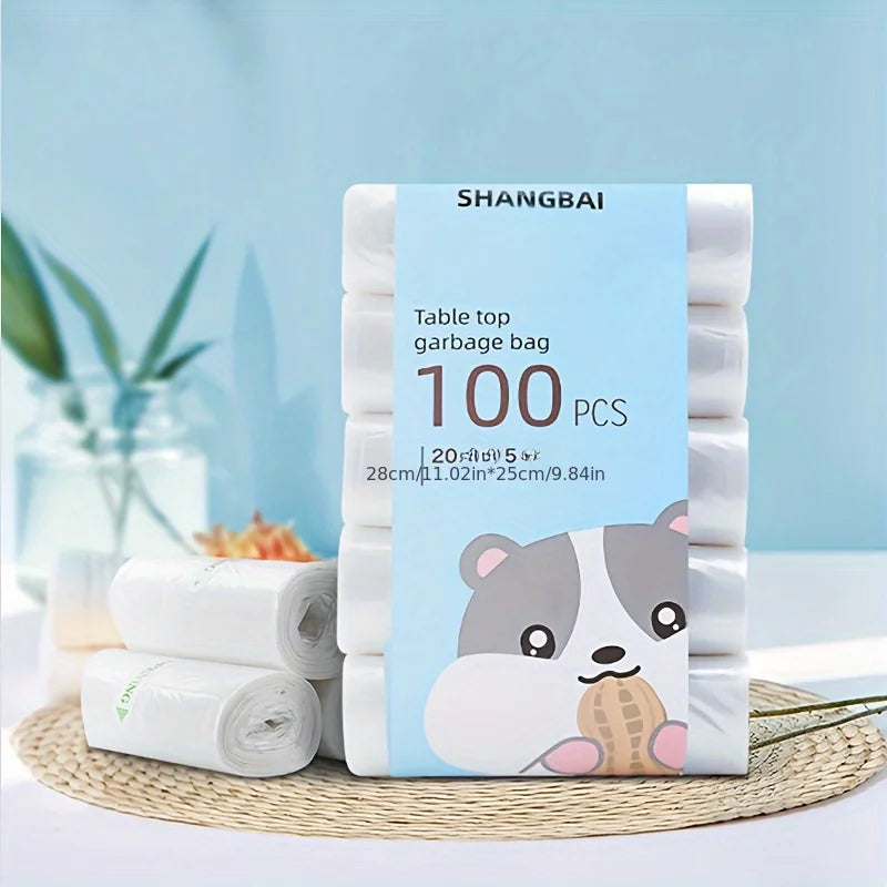 100PCS Mini Garbage Bags – Thick Disposable Plastic Trash Bags for Desktop, Household & Car Use