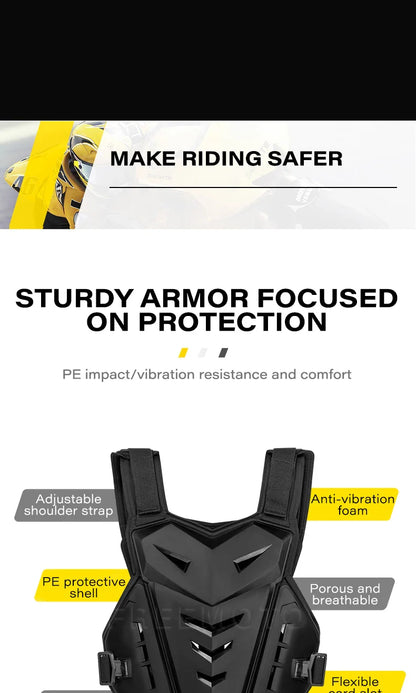 SULAITE Motocross Body Armor Jacket – Motorcycle Moto Vest with Back & Chest Protector, Off-Road Dirt Bike Gear