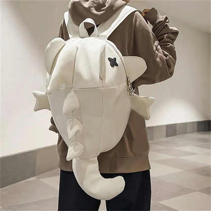 Unisex Shark-Shaped Backpack – Trendy Large Capacity School & Daily Bag for Casual Street Use (Pendant Not Included)