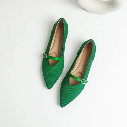 2024 Women's Flat Shoes – Pointed Toe Soft Knitted Sole, Breathable & Comfortable Spring and Autumn New Model
