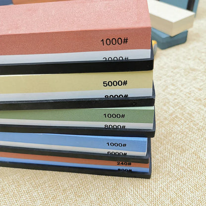 Professional Double-Sided Whetstone Knife Sharpener – Kitchen Sharpening Stone 240/600/1000/3000 Grit
