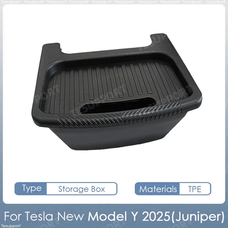 Tesla Model Y 2025 Juniper Rear Seat Storage Box – TPE Backseat Organizer & Trash Bin Accessory