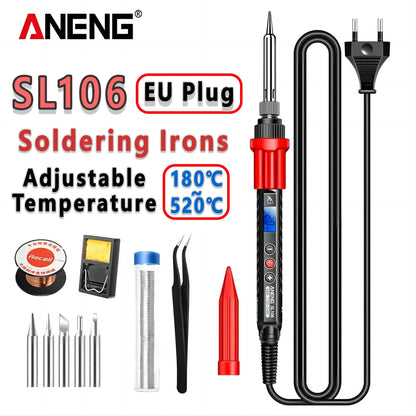 ANENG SL106 Electric Soldering Iron – Adjustable Temperature Welding & Rework Station with Heat Pencil Tip, 110V/220V