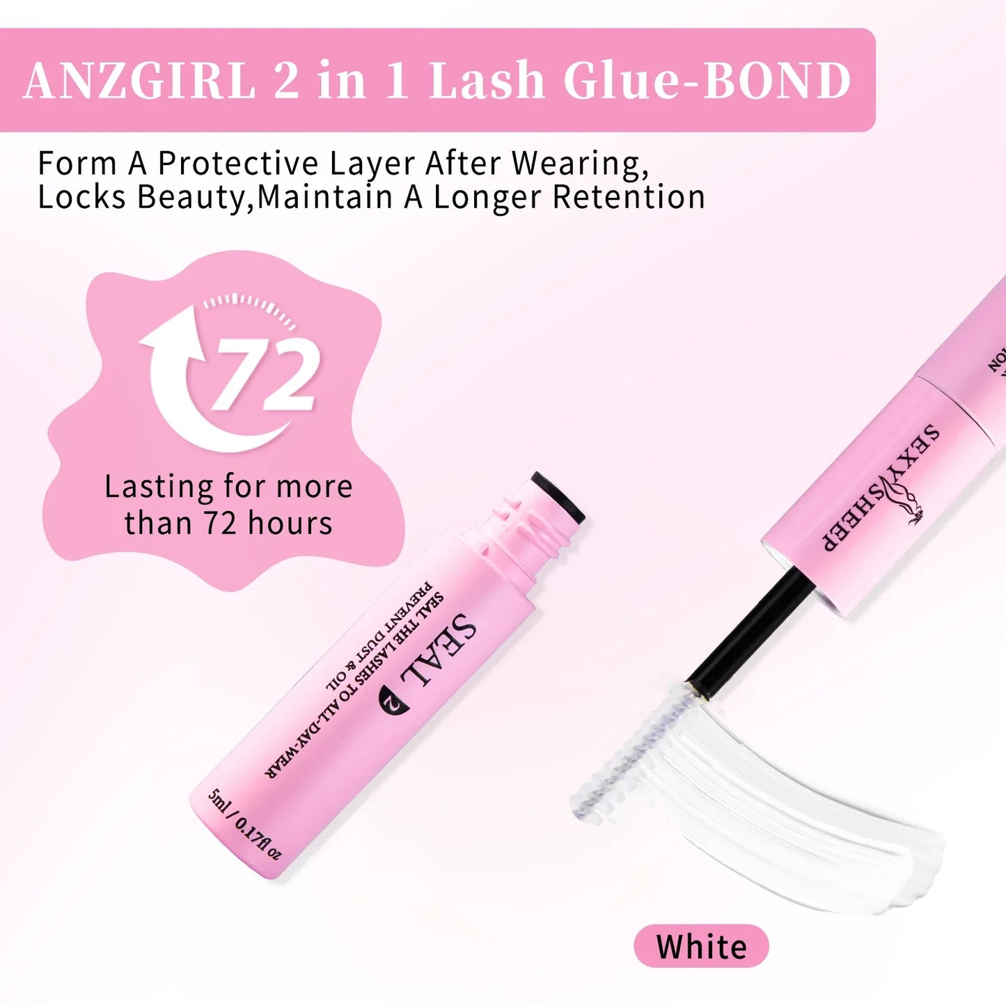 10ML Lash Cluster Glue & Seal – 2-in-1 Eyelash Adhesive for Long-Lasting Black Lash Bond
