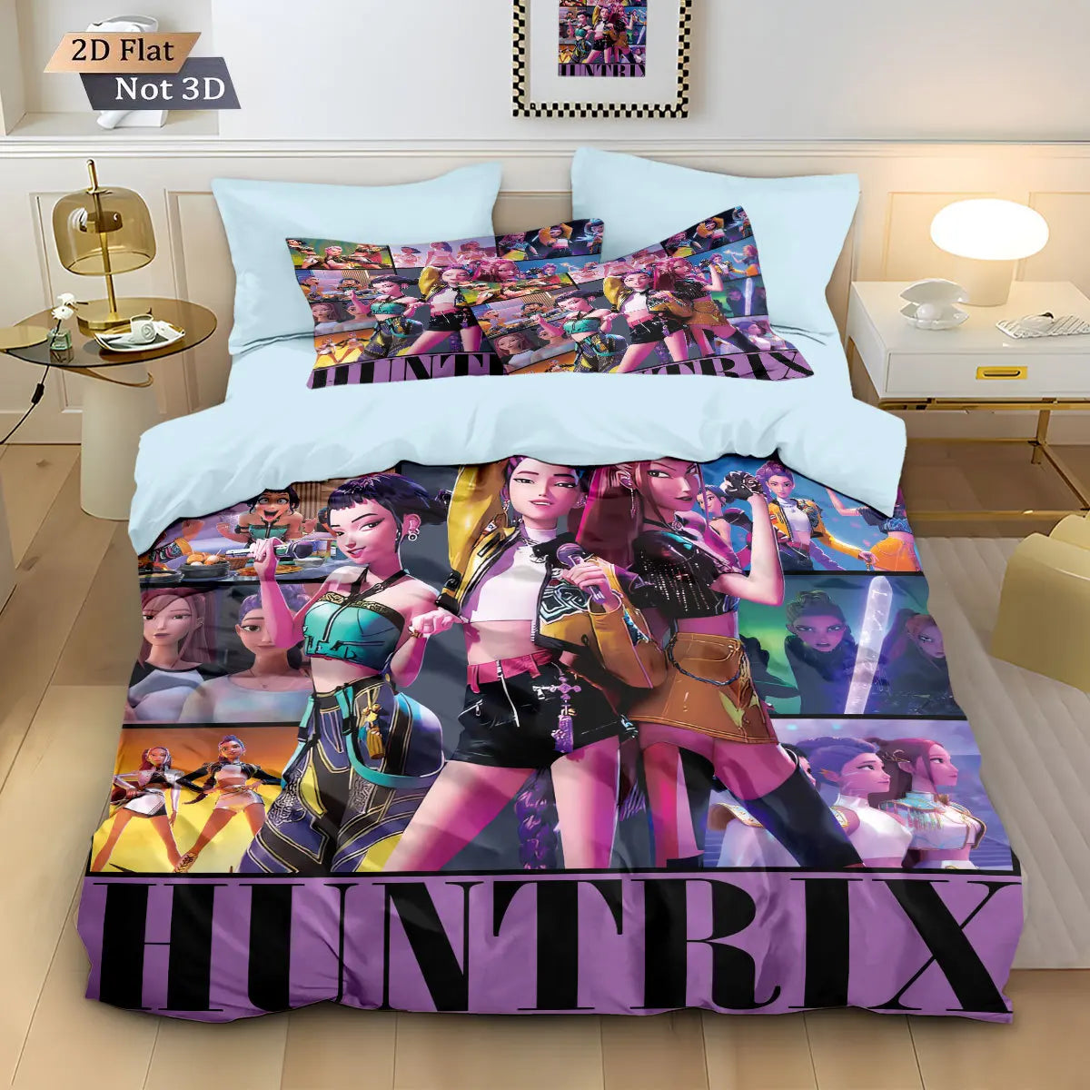 Anime Demon Hunters Zoey Mira Bedding Set – Duvet Cover for Kids, Teens & Adults, Single to King Size Gift