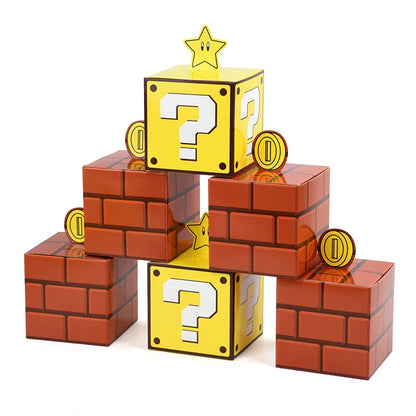 6PCS Question Block Gift Boxes – Kids Video Game Party Favors, Candy Treat Boxes & Decorations 10cm