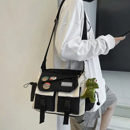 Harajuku Nylon Crossbody Bag – Unisex Messenger Shoulder Bag for Men & Women, School Book Canvas Handbag Youth Travel Sac Bolsa