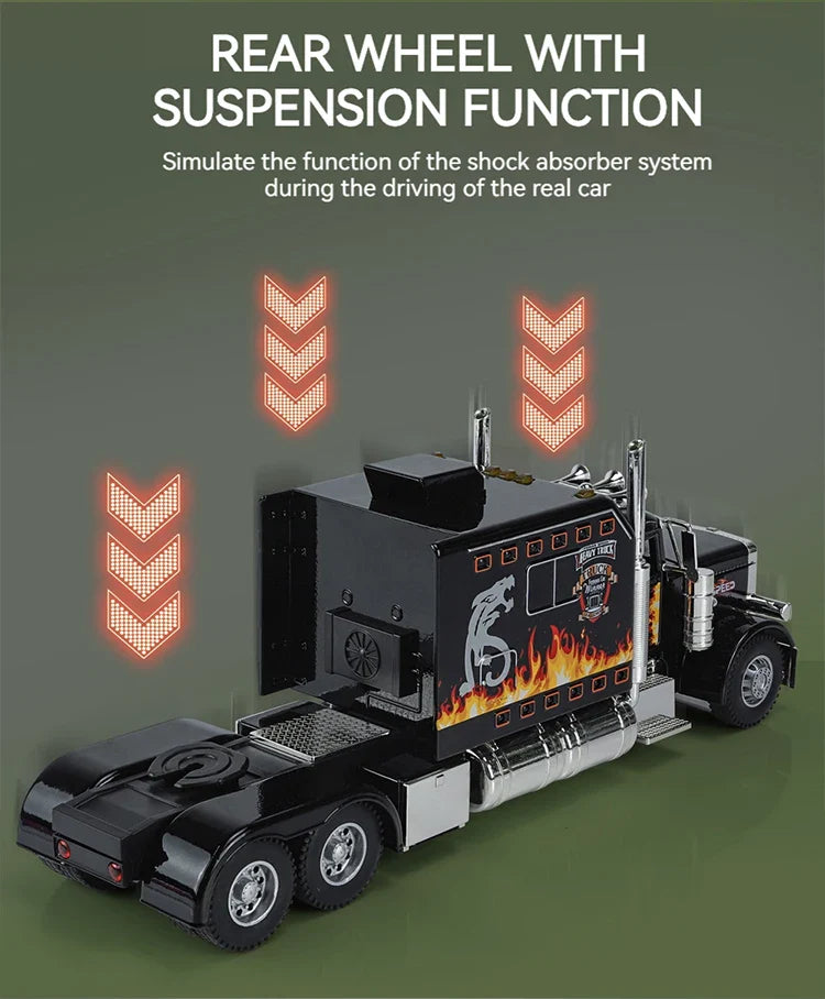 1:24 Scale Peterbilt 389 Tractor Trailer Toy – Lonestar Design Pre-Built Semi Truck with Realistic Functions for Kids