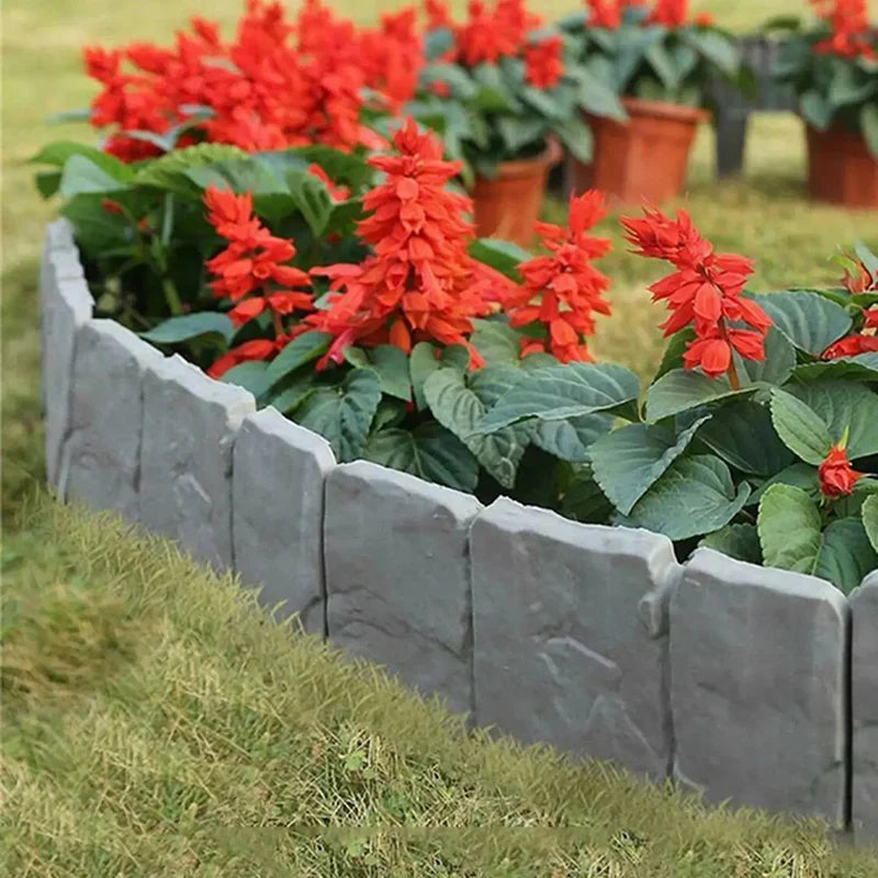 5-10pcs Garden Fence Stakes - Imitation Stone Decorative Plant Border for Lawn, Yard & Landscape DIY Edging