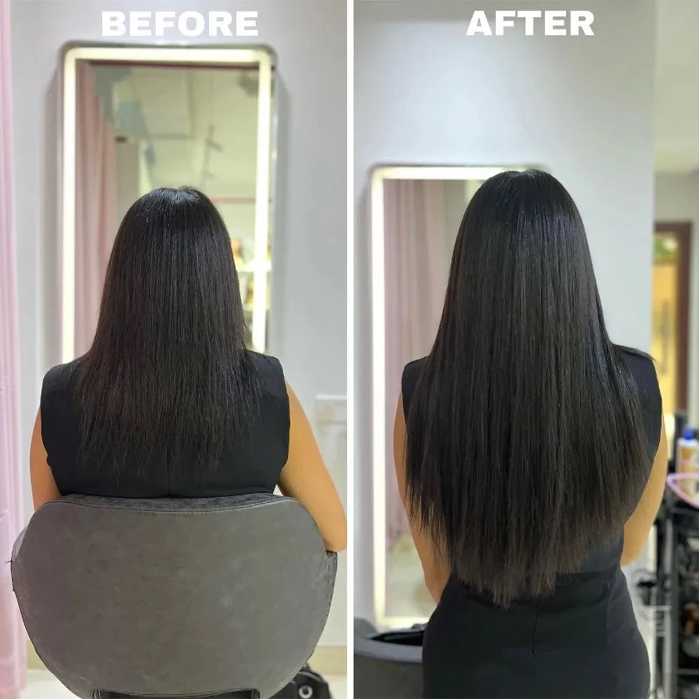 Straight Clip-In Hair Extensions – 8 Piece Full Head Set, 120g Brazilian Remy 100% Human Hair, Natural Black