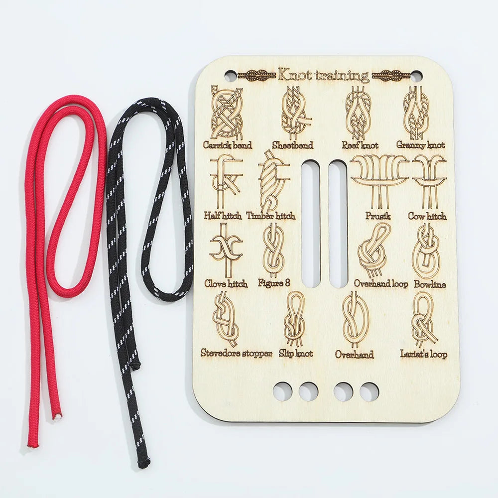 Knot Tying Practice Kit — Training Board with Rope for Learning Knots, Outdoor & Adult Skill Set