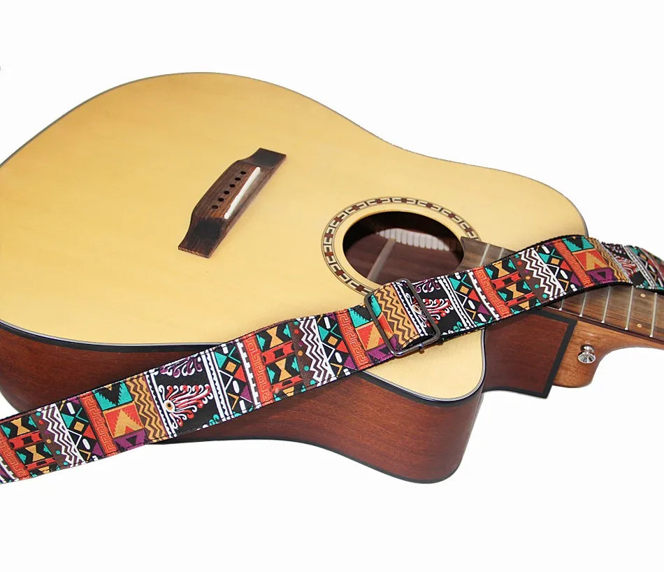 High-Quality Cotton Guitar Strap – Adjustable Length, 6.2cm Wide for Acoustic Guitar & Electric Bass