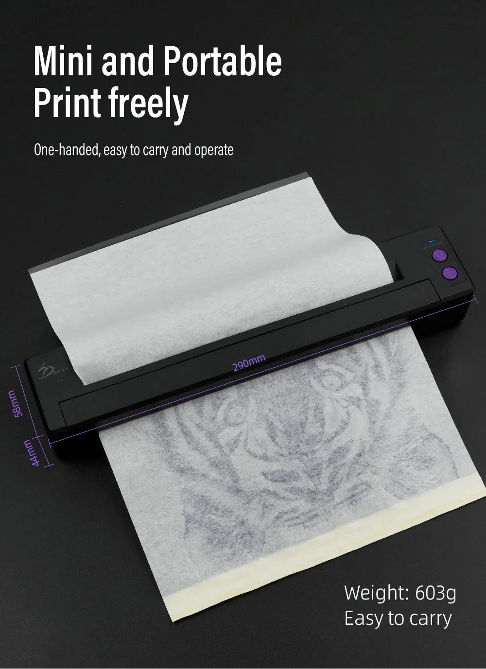 P19 Tattoo Transfer Wireless Stencil Printer – Automatic Fast Printing Portable Device for Small Businesses