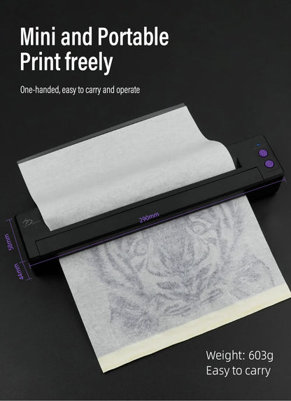 P19 Tattoo Transfer Wireless Stencil Printer – Automatic Fast Printing Portable Device for Small Businesses