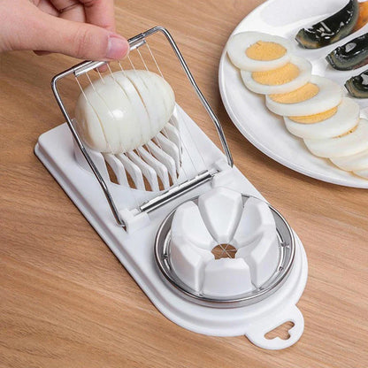Multifunctional 2-in-1 Egg Cutter — PP Base with Stainless Steel Wire, High-Quality Hanging Kitchen Tool
