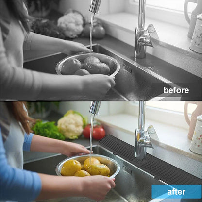 Silicone Sink Splash Guard - Upgraded Faucet Mat Gadgets - Drip Catcher Mat for Kitchen - Water Splash Guard Behind Faucet