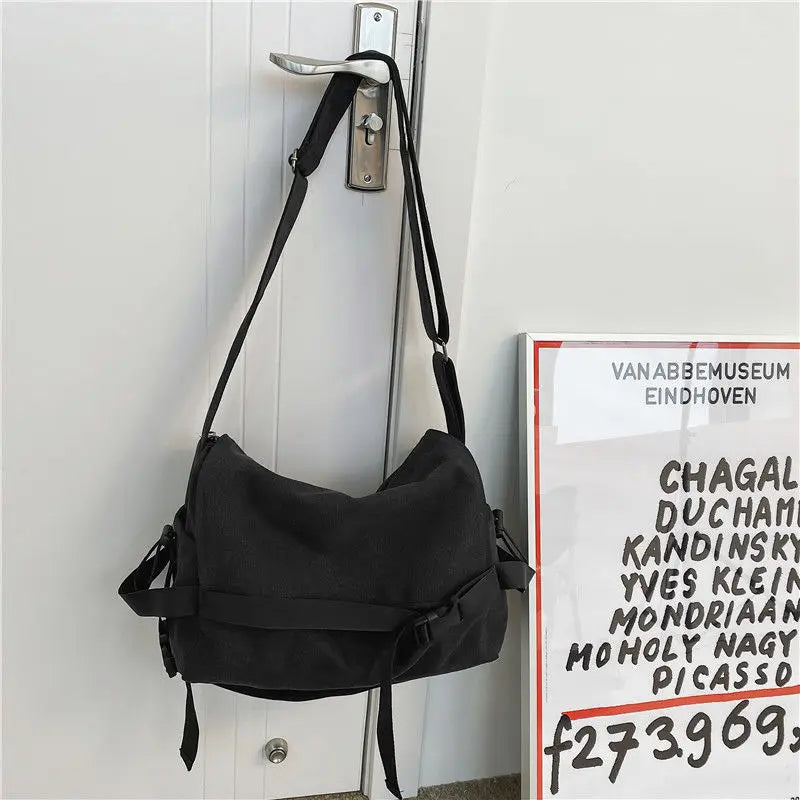 Canvas Messenger Bag – Large Capacity Shoulder Crossbody Handbag for Women, Men & Students, Fashion School & Daily Use