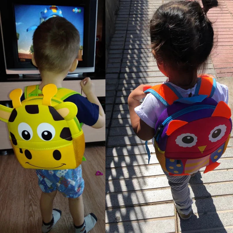 3D Cartoon Animal Kids Backpack | School Bag for Girls & Boys, Kindergarten Toddler Backpack Ages 2-5