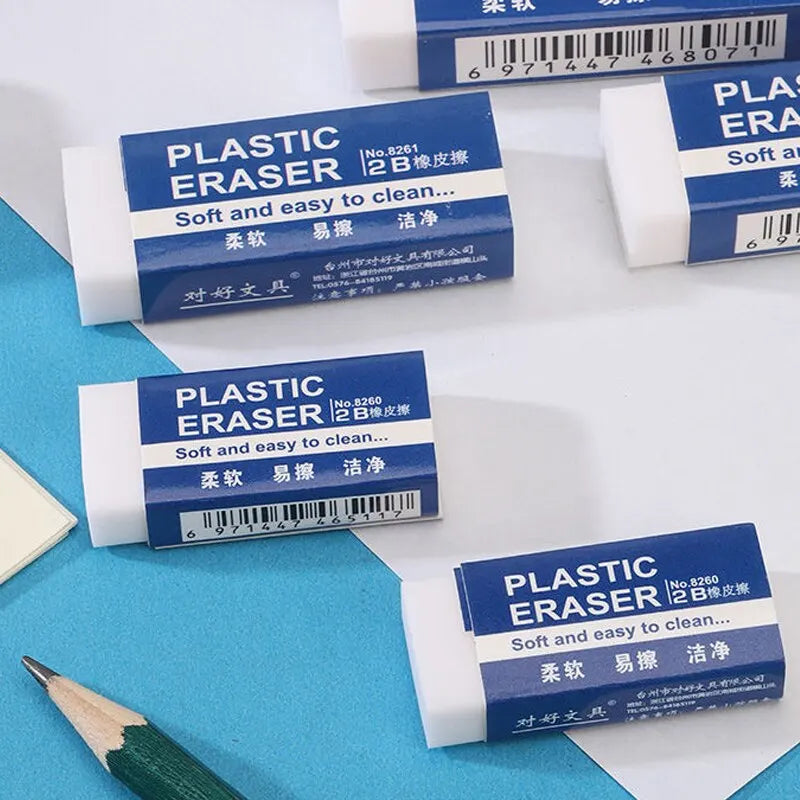 10PCS 2B White PVC Erasers – Soft, Mess-Free Cleaners for Students, Exam & Office Sketching