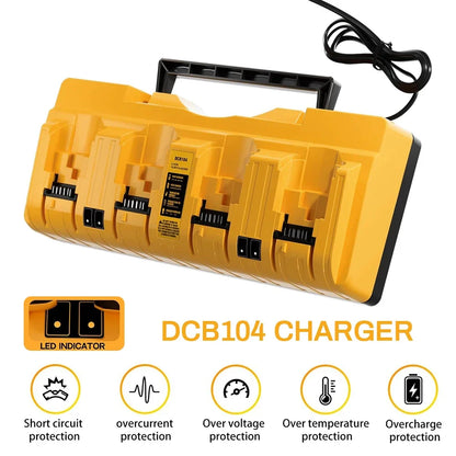 Replacement DEWALT DCB104 Battery Charger - 4-Port Fast Charging Station for 12V & 18V Batteries