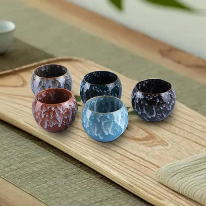 Chinese Ceramic Kung Fu Tea Set – 5 Piece Teacup Set with Gift Box, Perfect for Daily Home Drinking