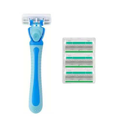 Women’s Manual Safety Razor Set – 1 Handle + 18pcs 6-Layer Stainless Steel Replaceable Blades