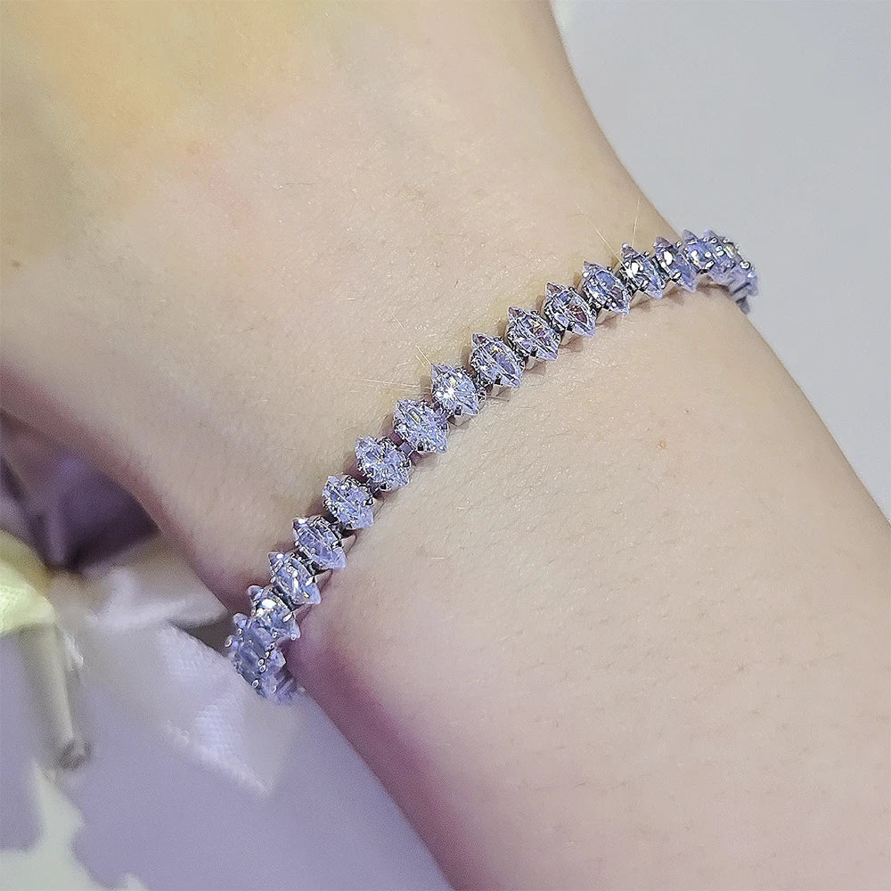 2024 New Luxury Tennis Bracelet – Marquise, Oval & Square Cut Silver Bracelet for Women, Party Gift Jewelry S7062