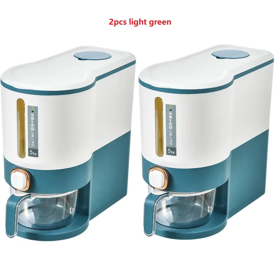 Large Capacity Rice Storage Box - 1/2/4pcs Sealed 5KG Grain Dispenser & Pet Food Container - Kitchen Organizer