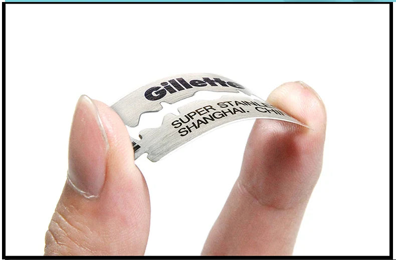 Gillette Super Blue Straight Razor for Men - Stainless Steel Razor Blades for Safe Shaving and Beard Care