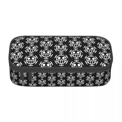 Cute Custom One Piece Pencil Case – Large Capacity Straw Hat Pirates Skull Stationery Bag for Boys & Girls