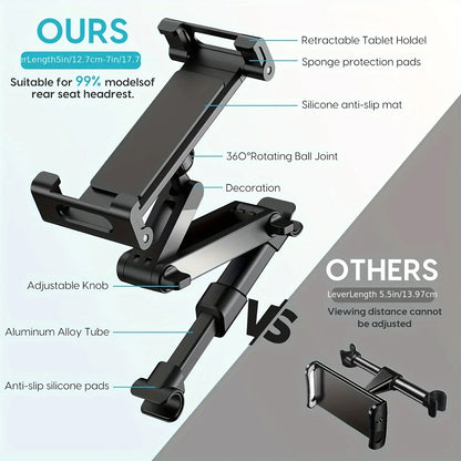 Car Tablet Holder - Headrest Mount Stand for iPad Air, Mini & 4.7-12.9" Devices