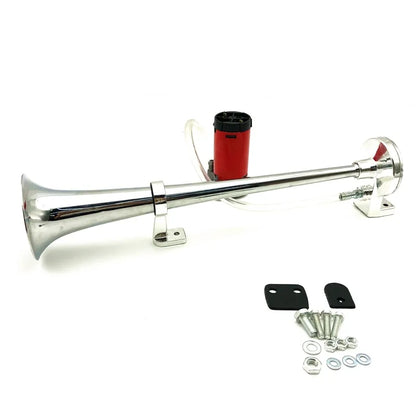 Universal 17-Inch Single Trumpet Air Horn Kit – 12V Compressor, 150dB Super Loud Car/Truck/Boat/Motorcycle Horn with Air Hose
