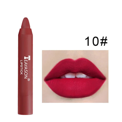 12-Color Natural Matte Lipstick Pencil – Silk Lip Glaze Waterproof, Long-Lasting Sexy Lip Tint Makeup