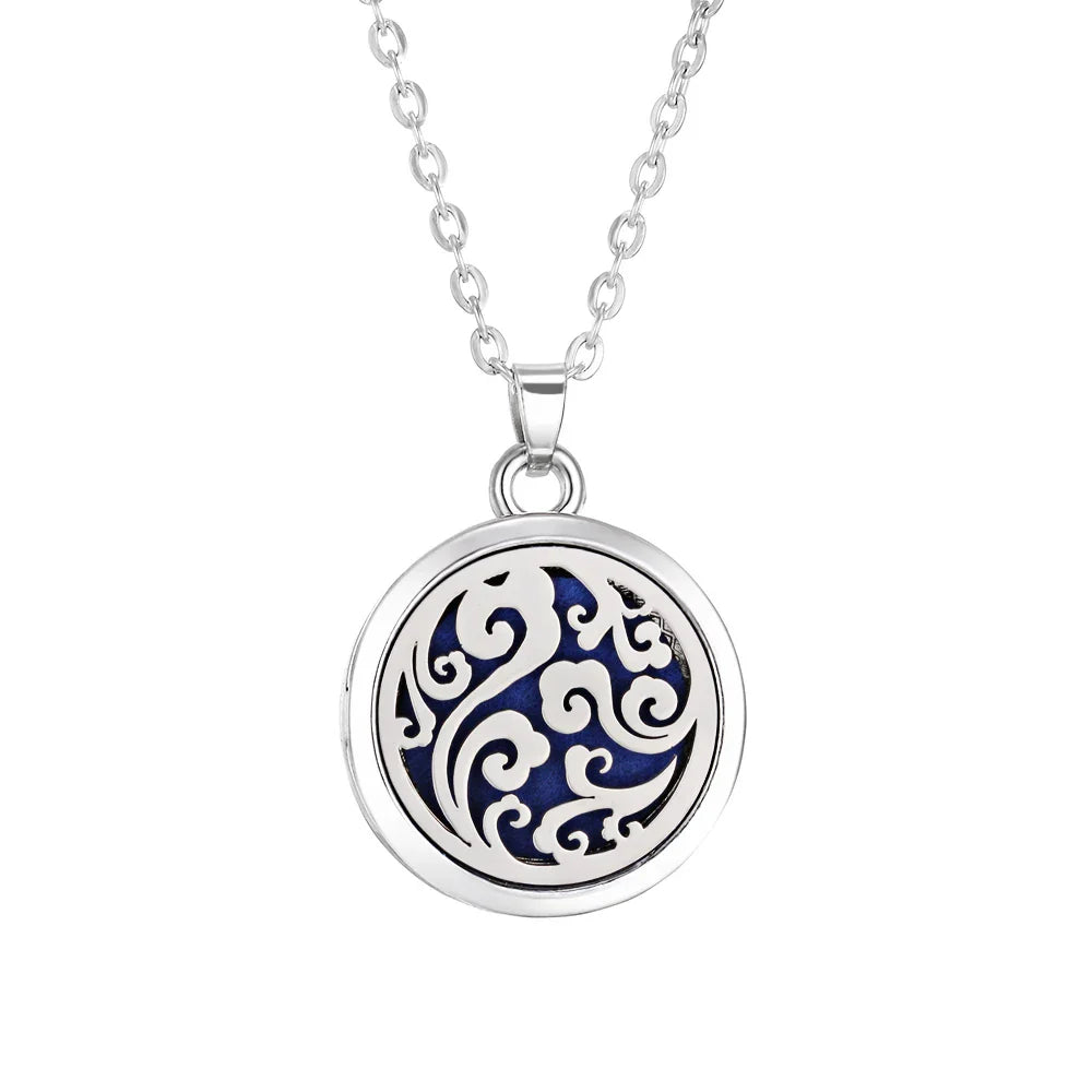 Tree of Life Aromatherapy Necklace – Stainless Steel Essential Oil Diffuser Locket Pendant