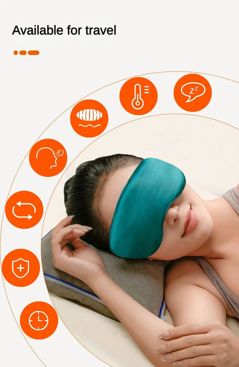 Silk USB Heated Eye Mask — Hot Steam Compress, Temperature-Controlled Sleep Blindfold for Comfortable Rest