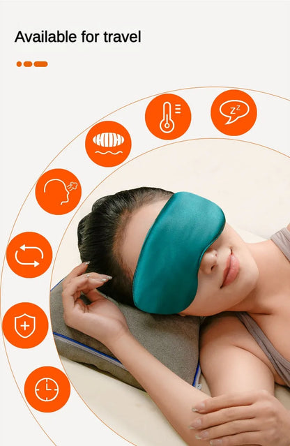 Silk USB Heated Eye Mask — Hot Steam Compress, Temperature-Controlled Sleep Blindfold for Comfortable Rest