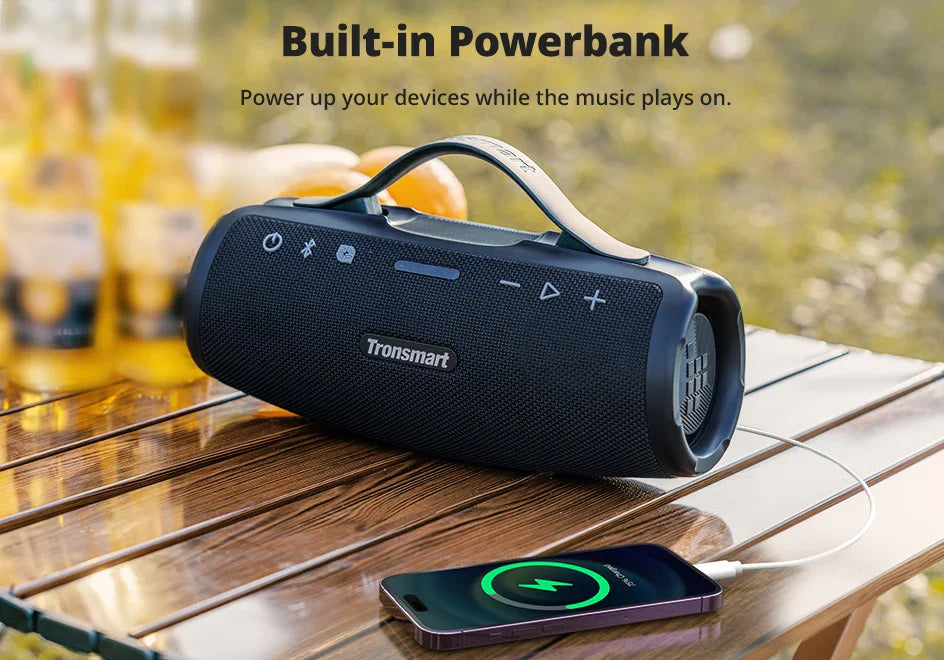 Tronsmart Mirtune S100 50W Bluetooth Speaker – IPX7 Waterproof, APP Control, Built-in Powerbank & Retractable Handle