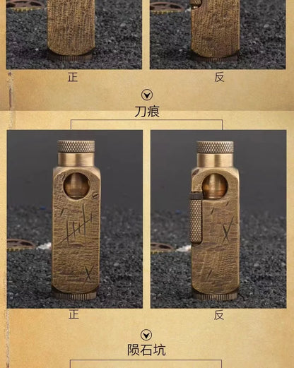 Handmade Brass Carved Trench Kerosene Lighter – Vintage Flamidor Gasoline Lighter, Heavy Men's Smoking Gift Collection