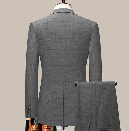 2023 Men’s Two-Button Wedding Suit — Korean Slim Fit Fashion Business Formal Two-Piece Set (Blazer + Trousers)