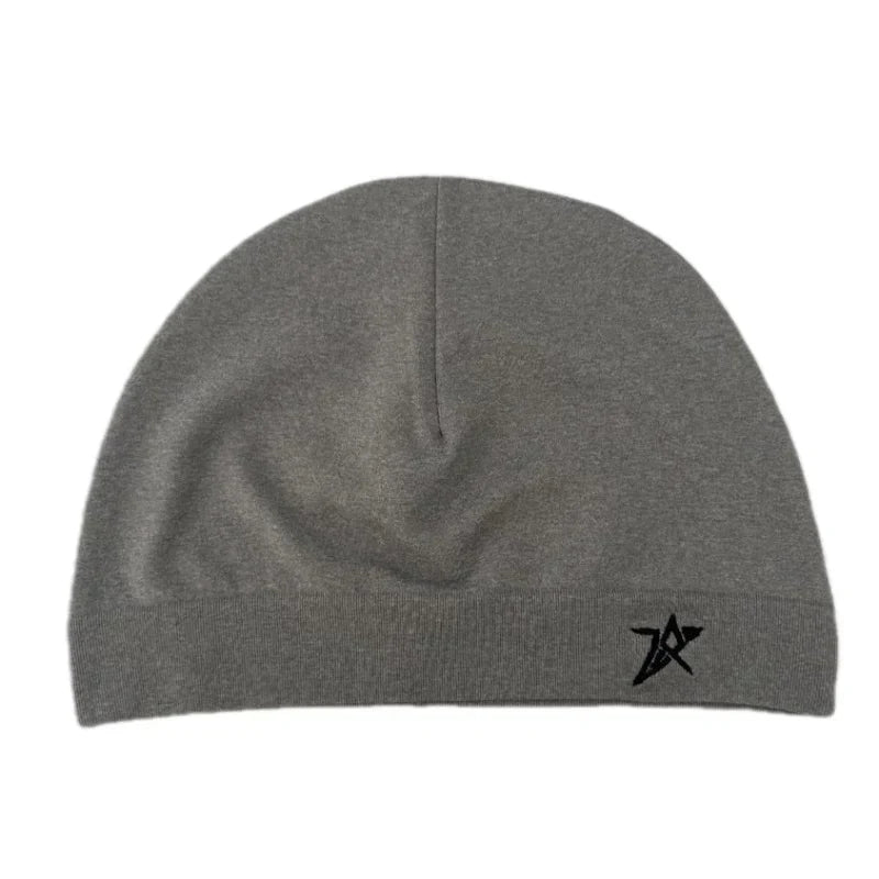 Star Embroidered Skull Cap Beanie – Lightweight Breathable Stretch Knit Hat for Men & Women Outdoor Sports, Hiking & Cycling