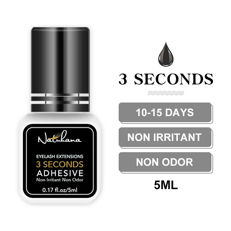 Professional Eyelash Extension Glue - 5ml Fast Drying Lash Adhesive with 0.3S-3S Dry Time for Strong False Lash Application