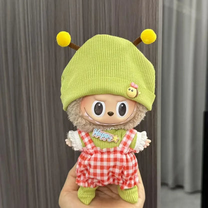 Labubu Sitting Party Series - Classic Grid Dress with Small Fragrance, v1 & v2 Doll Clothes, Kid Gift