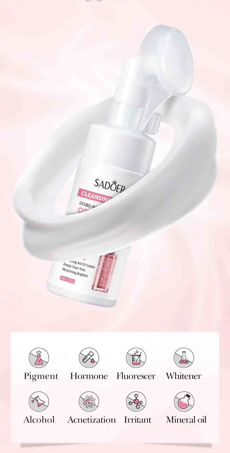 SAODER Q10 & Vitamin C Facial Cleanser — Moisturizing Brightening Face Wash Foam for Gentle Skin Cleansing