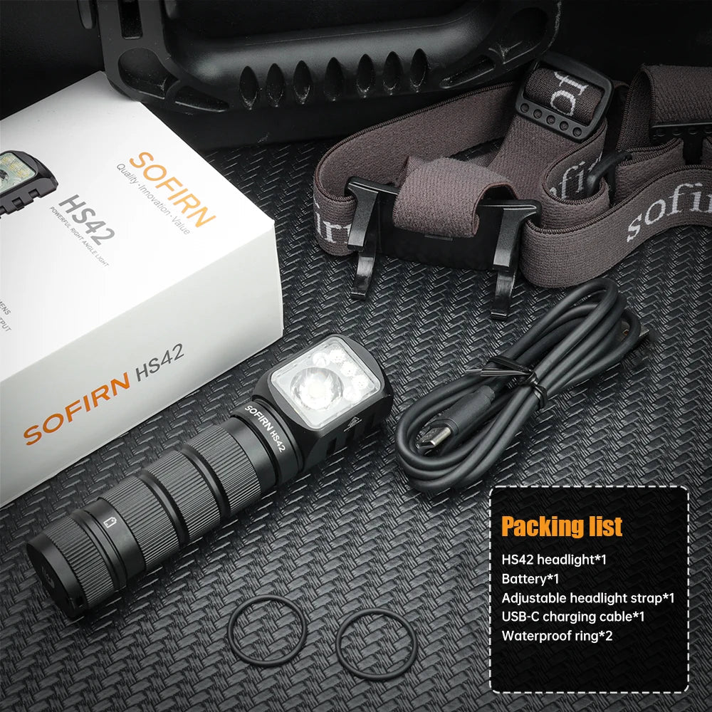 SOFIRN HS42 Headlamp 2100lm USB-C Rechargeable 18650 EDC Flashlight - SST40 LED Torch with Magnetic Power Bank for Camping