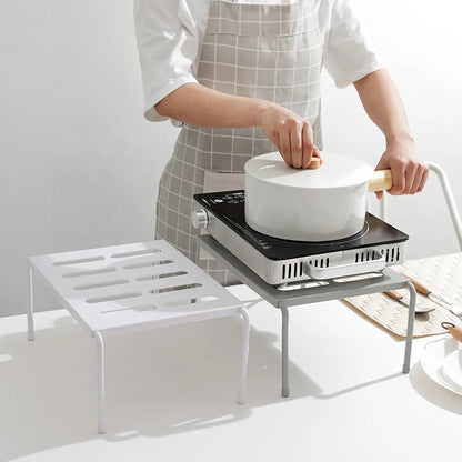 Retractable Stackable Sliding Rack Organizer Shelf - Kitchen Iron Storage Rack for Cabinets, Tableware, Countertops, Ideal for Home Organization